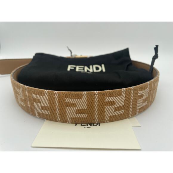 $790 NEW FENDI BEIGE LEATHER FF LOGO REVERSIBLE BELT NWT 85 AUTHENTIC! - Picture 10 of 10